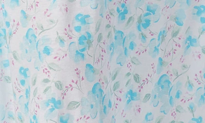 Shop Eileen West Floral Cotton Blend Ballet Nightgown In Aqua Flower