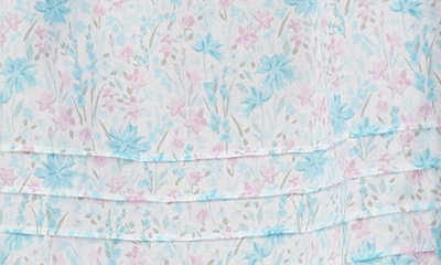 Shop Eileen West Lace Trim Floral Cotton Chemise In Small Aqua Floral Print
