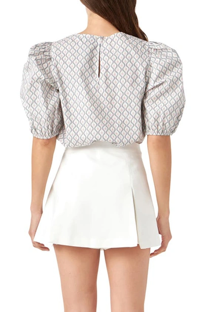 English Factory Floral Print Puff Shoulder Top In Multi
