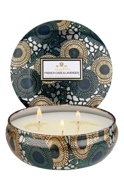 Shop Voluspa French Cade & Lavender 3-wick Candle In French Cade Lavender