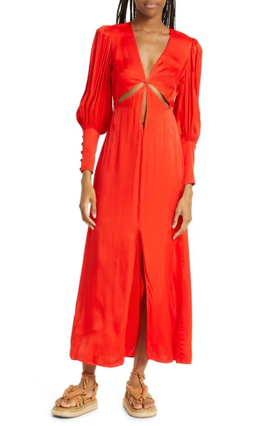Shop Farm Rio Cutout Long Sleeve Maxi Dress In Orange
