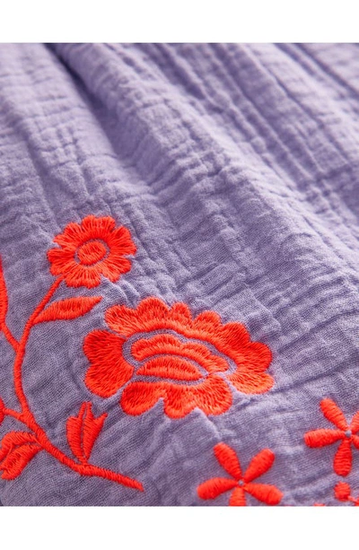 Shop Mini Boden Kids' Embroidered Cotton Gauze Shorts In Pretty Lavender