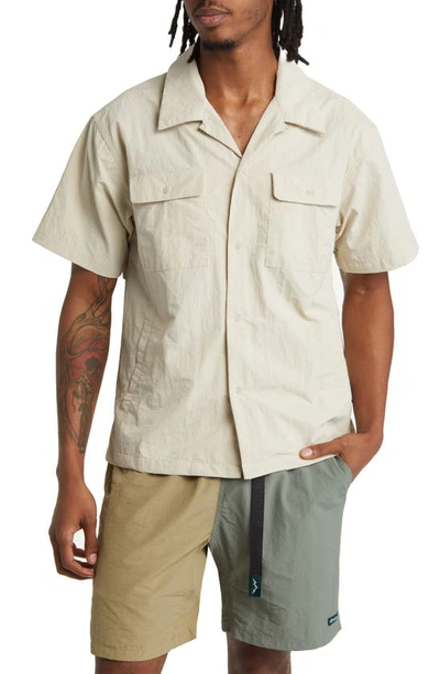 Shop Afield Out Carbon Short Sleeve Button-up Camp Shirt In Bone