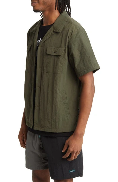 Shop Afield Out Carbon Short Sleeve Button-up Camp Shirt In Forest Green
