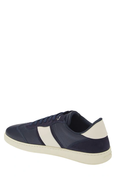 Ferragamo Panelled Calf Leather Sneakers With Contrasting Heel In Blue Marine
