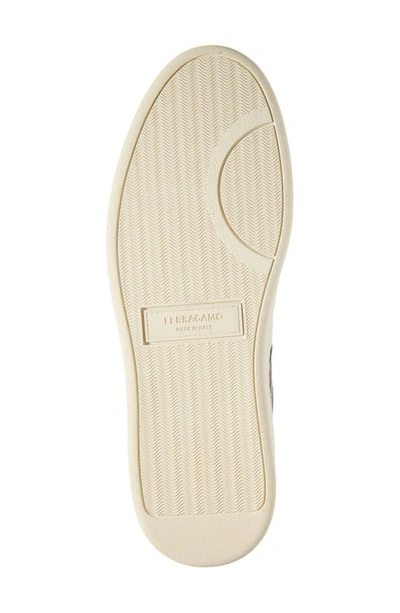 Ferragamo Panelled Calf Leather Sneakers With Contrasting Heel In Blue Marine