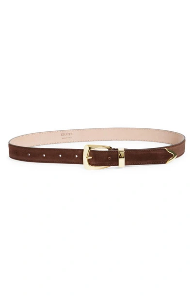 Shop Khaite Benny Suede Belt In Coffee