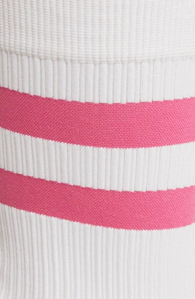 Item M6 Ribbed Compression Crew Socks In White Pink Stripe
