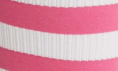 Item M6 Ribbed Compression Crew Socks In White Pink Stripe