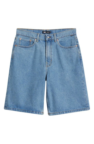Shop Vans Check-5 Baggy Denim Shorts In Stonewash Blue