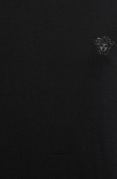 Shop Versace Essential Medusa Embroidered Wool, Silk & Cashmere Turtleneck Sweater In 1b000-black