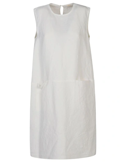 Shop Apuntob Linen Midi Dress In White
