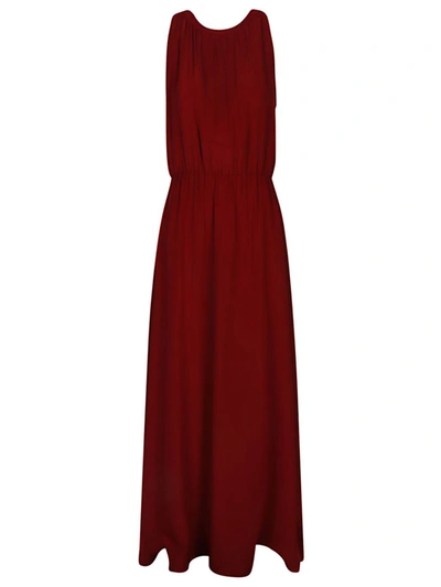 Shop Cri.da Crida Silk Long Dress In Red