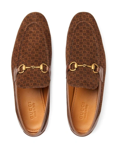 Shop Gucci Jordan Leather Loafers In Brown