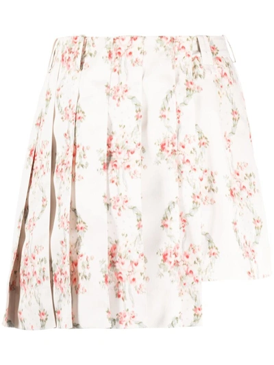 Shop Simone Rocha Pleated Short Skirt In White