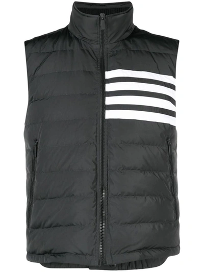Shop Thom Browne Stripe-detail Padded Gilet In Charcoal