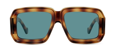 Shop Loewe Lw40064u 53v Oversized Square Sunglasses In Blue