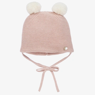 Shop Paz Rodriguez Girls Pink Cotton & Cashmere Knit Pom-pom Hat