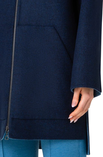 Shop Akris Fabiola Reversible Double Face Wool & Cashmere Coat In 737-light Denim/ Denim