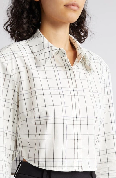 Shop Staud Seneca Cotton Poplin Button-up Shirt In Ivory Plaid