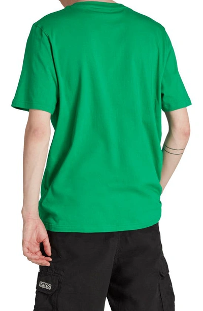 Shop Adidas Originals Essentials Embroidered Trefoil Cotton T-shirt In Green