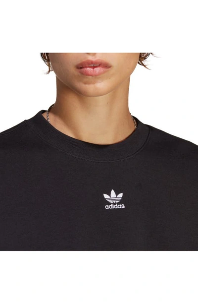 Shop Adidas Originals Trefoil Crewneck Sweatshirt In Black
