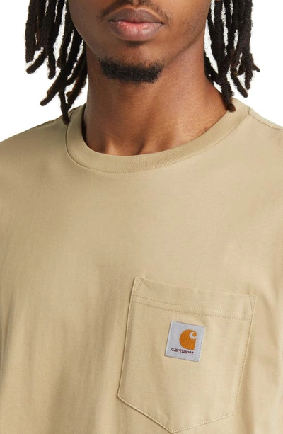 Shop Carhartt Logo Pocket T-shirt In Ammonite