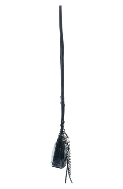 Shop Balenciaga Cagole Mini Croc Embossed Leather Chain Strap Bag In Black