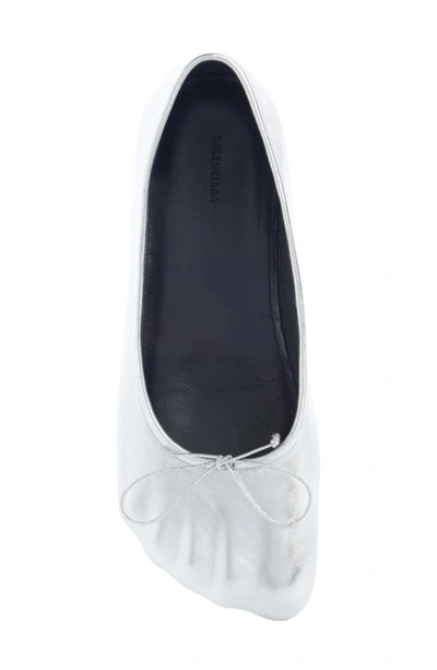 Shop Balenciaga Fetish Metallic Ballerina Flat In Silver