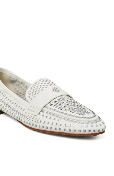 Shop Tory Burch Woven Ballet Loafer In Purity / Silver