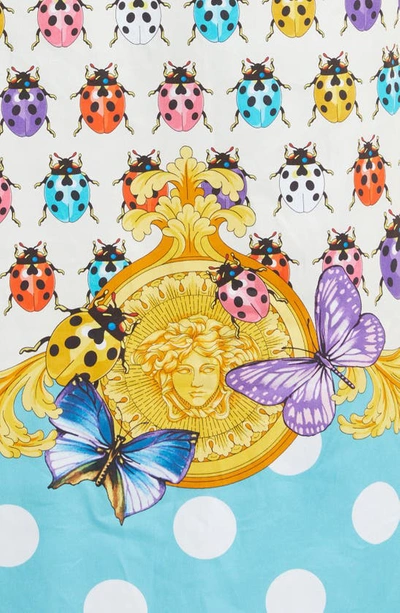 Shop Versace Butterflies Bath Robe In Azur Multicolor