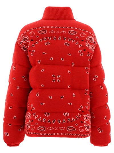 Shop Alanui "bandana" Jacquard Down Jacket In Red