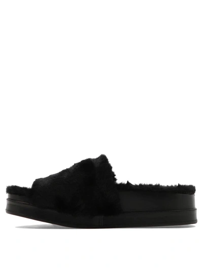 Shop Balmain "faux Fur Tam" Sandals In Black
