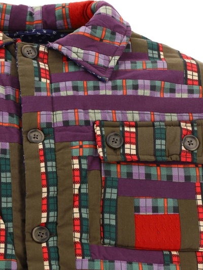 Bode Log Cabin Patchwork Checked Cotton Jacket In Purple