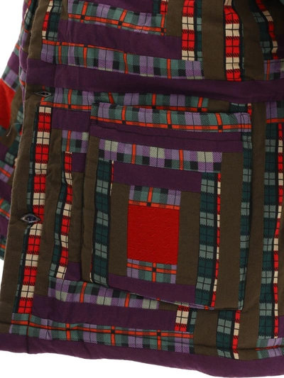 Bode Log Cabin Patchwork Checked Cotton Jacket In Purple