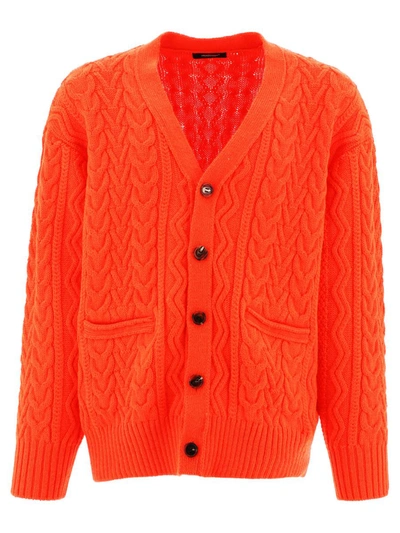 Shop Undercover Cable-knit Wool Cardigan In Orange