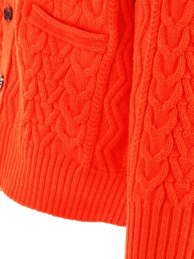 Shop Undercover Cable-knit Wool Cardigan In Orange