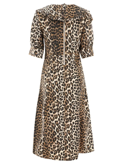 Shop Ganni Leopard Print Dress In Brown