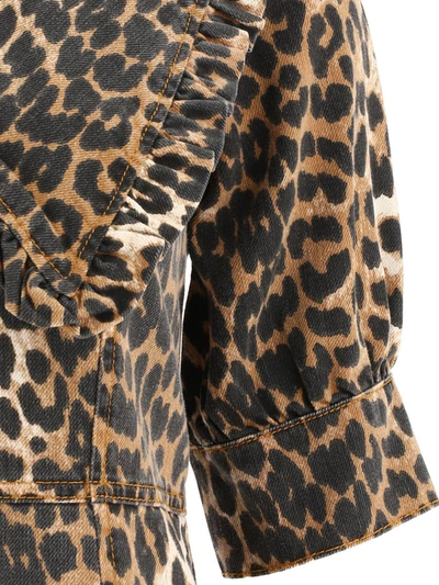Shop Ganni Leopard Print Dress In Brown