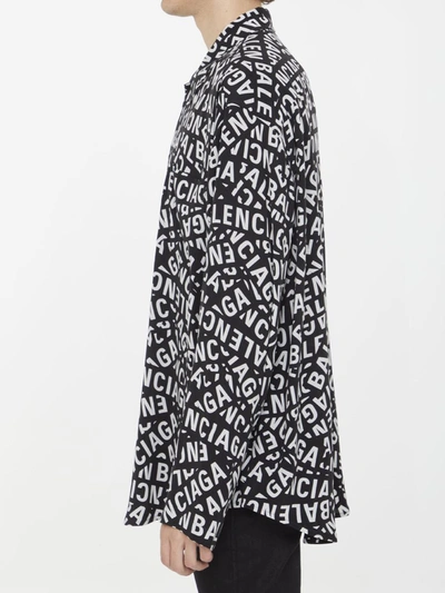 Shop Balenciaga Minimal Logo Strips Medium Fit Shirt In Black