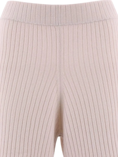 Shop Allude Ribbed Trousers In Beige