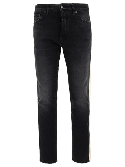 Shop Palm Angels Side Band Jeans In Black
