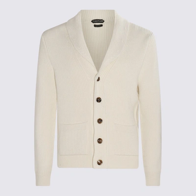 Shop Tom Ford White Virgin Wool And Silk Blend Cardigan