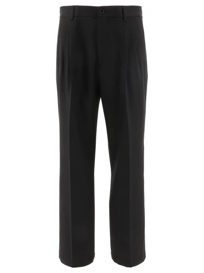 Shop Burberry Twill Trousers In Black
