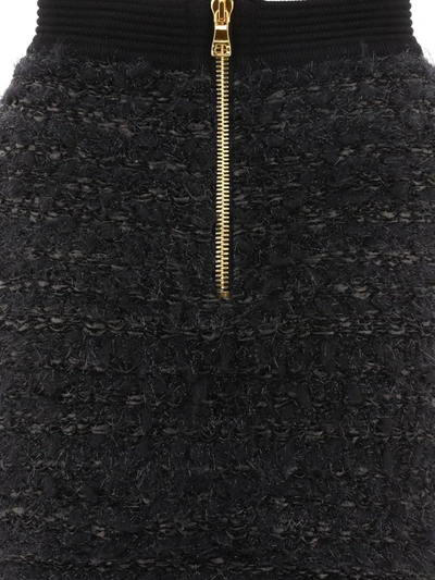 Shop Balmain Tweed Skirt In Black