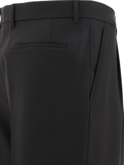 Shop Burberry Twill Trousers In Black