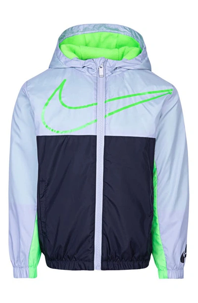 Nike Kids' Swoosh Fleece Lined Windrunner Jacket In Wolf Gray