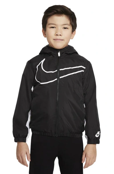 Nike Kids' Swoosh Fleece Lined Windrunner Jacket In Black