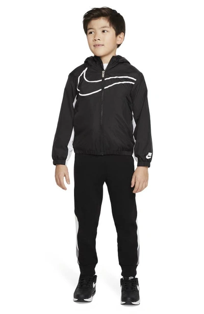Nike Kids' Swoosh Fleece Lined Windrunner Jacket In Black