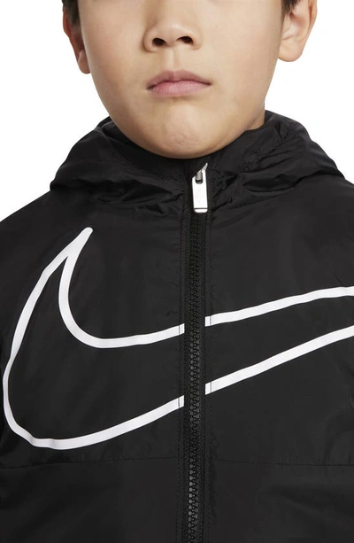 Nike Kids' Swoosh Fleece Lined Windrunner Jacket In Black